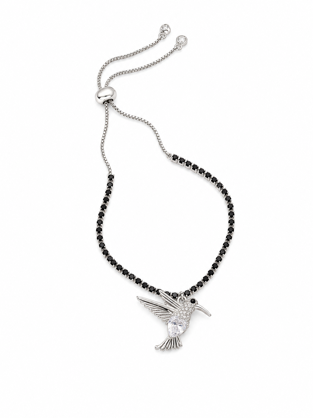 Pulsera tipo tennis con colguije colibri