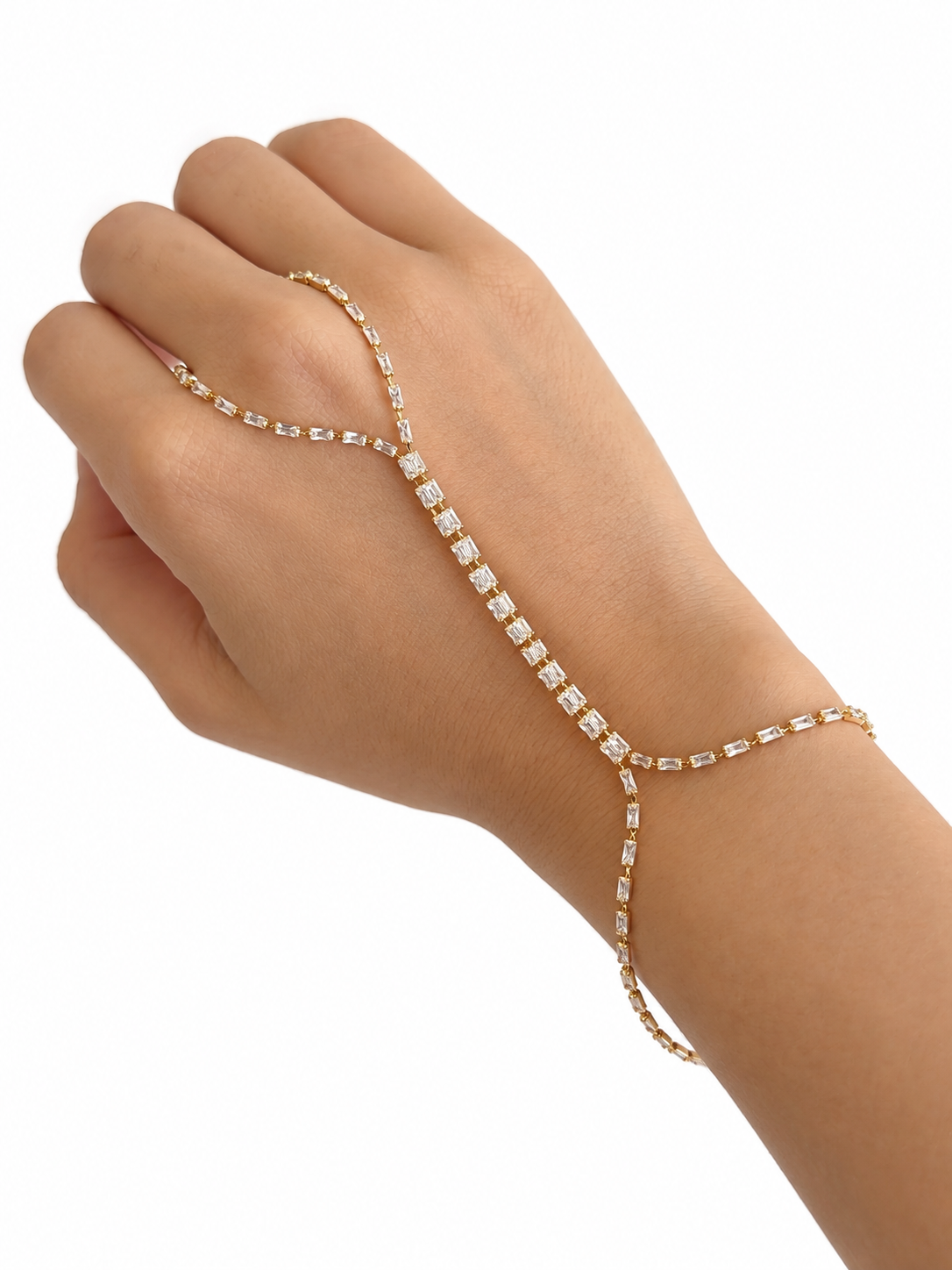 Hand chain tennis style fondo dorado