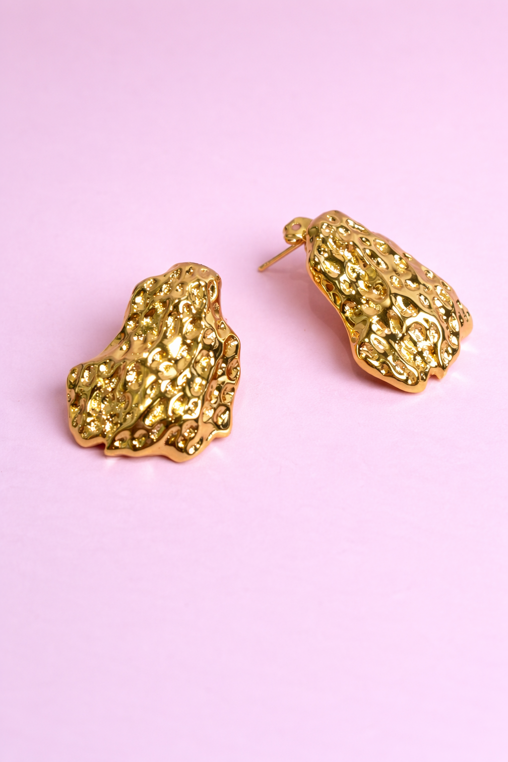 Aretes coral chapa de oro18k