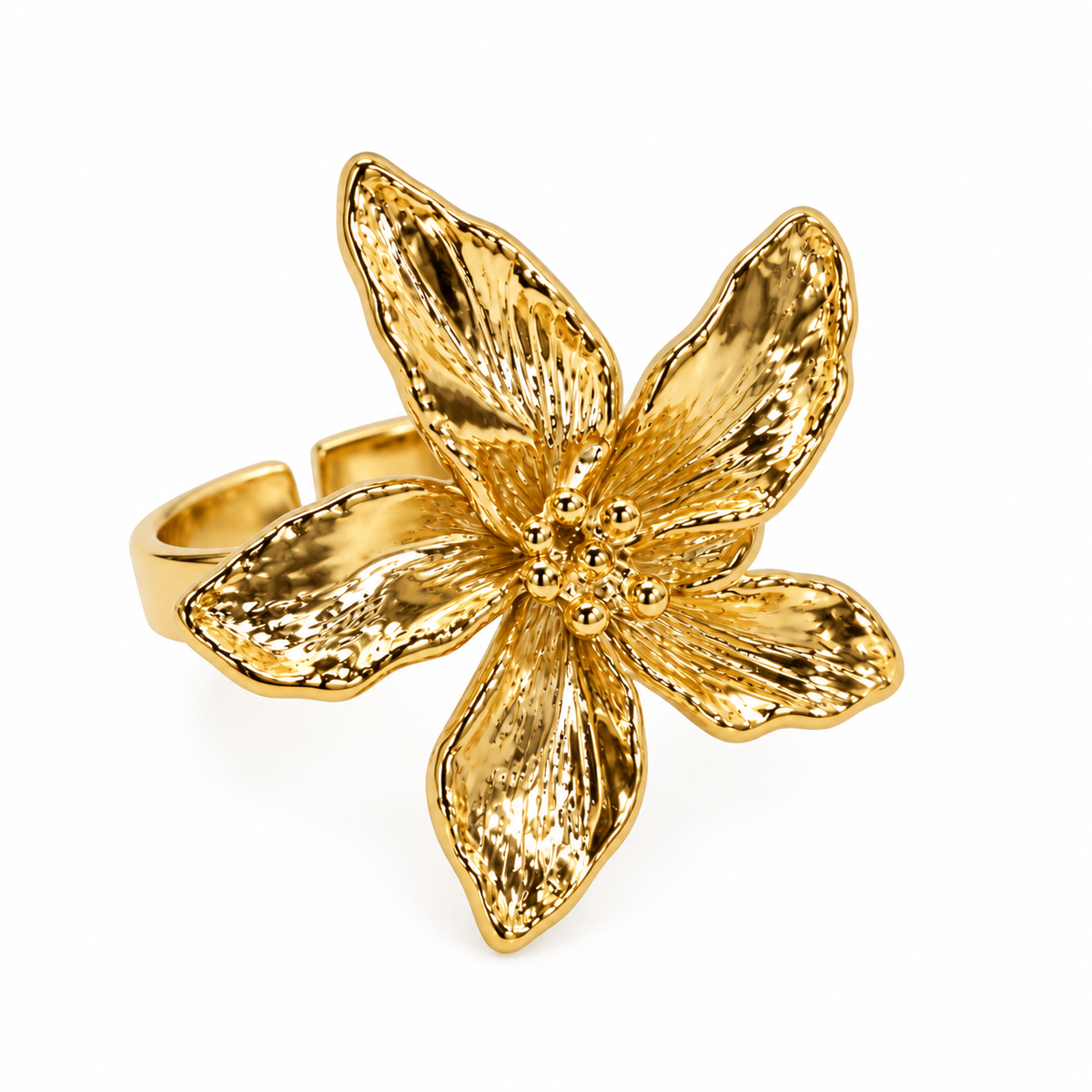 Anillo flor dorado chapa 18k