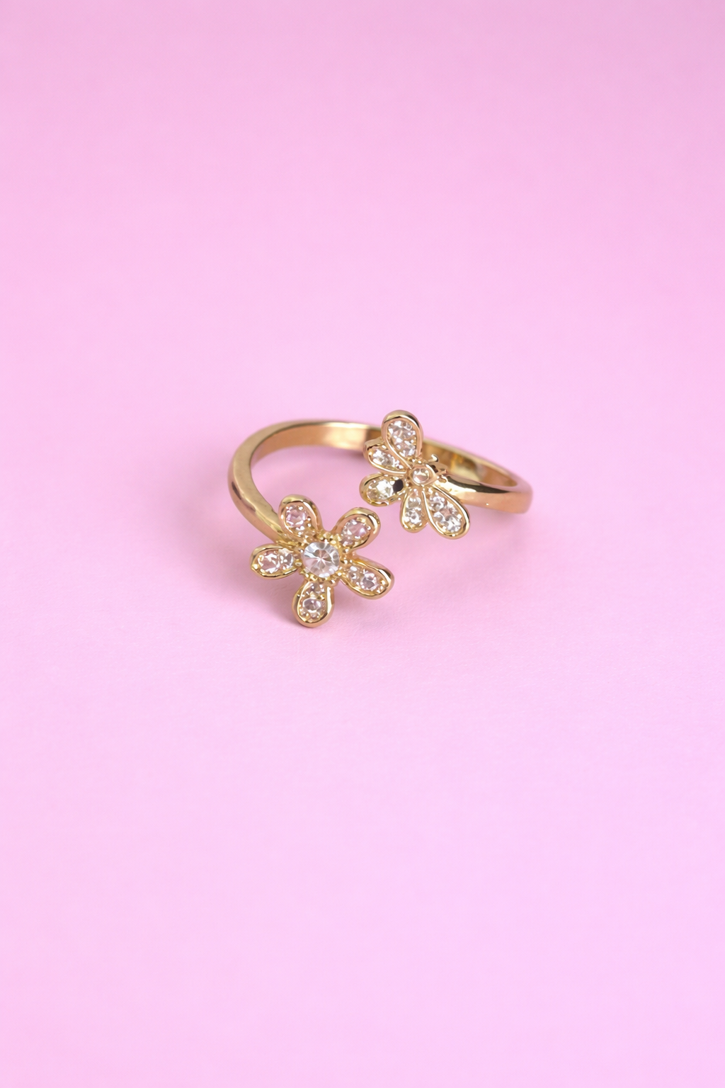Anillo abeja y flor ajustable