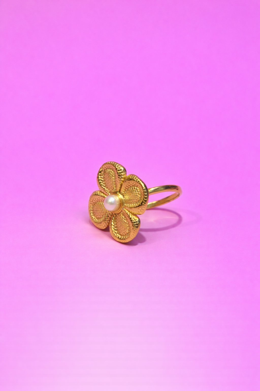 Anillo de flor acero inoxidable