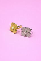 Anillo de flor acero inoxidable