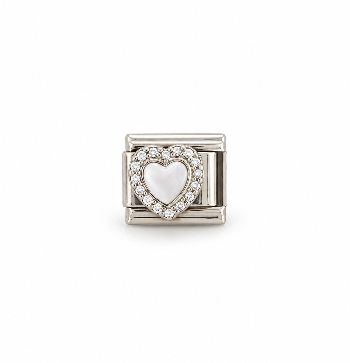 Charm italiano corazon blanco con relieve