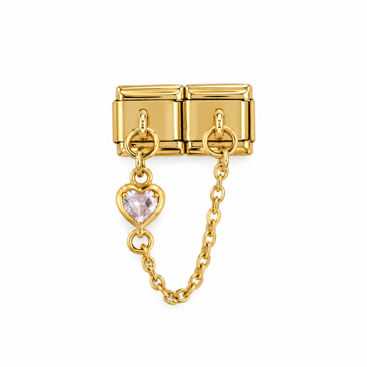 Charm italiano doble corazones colgantes dorado