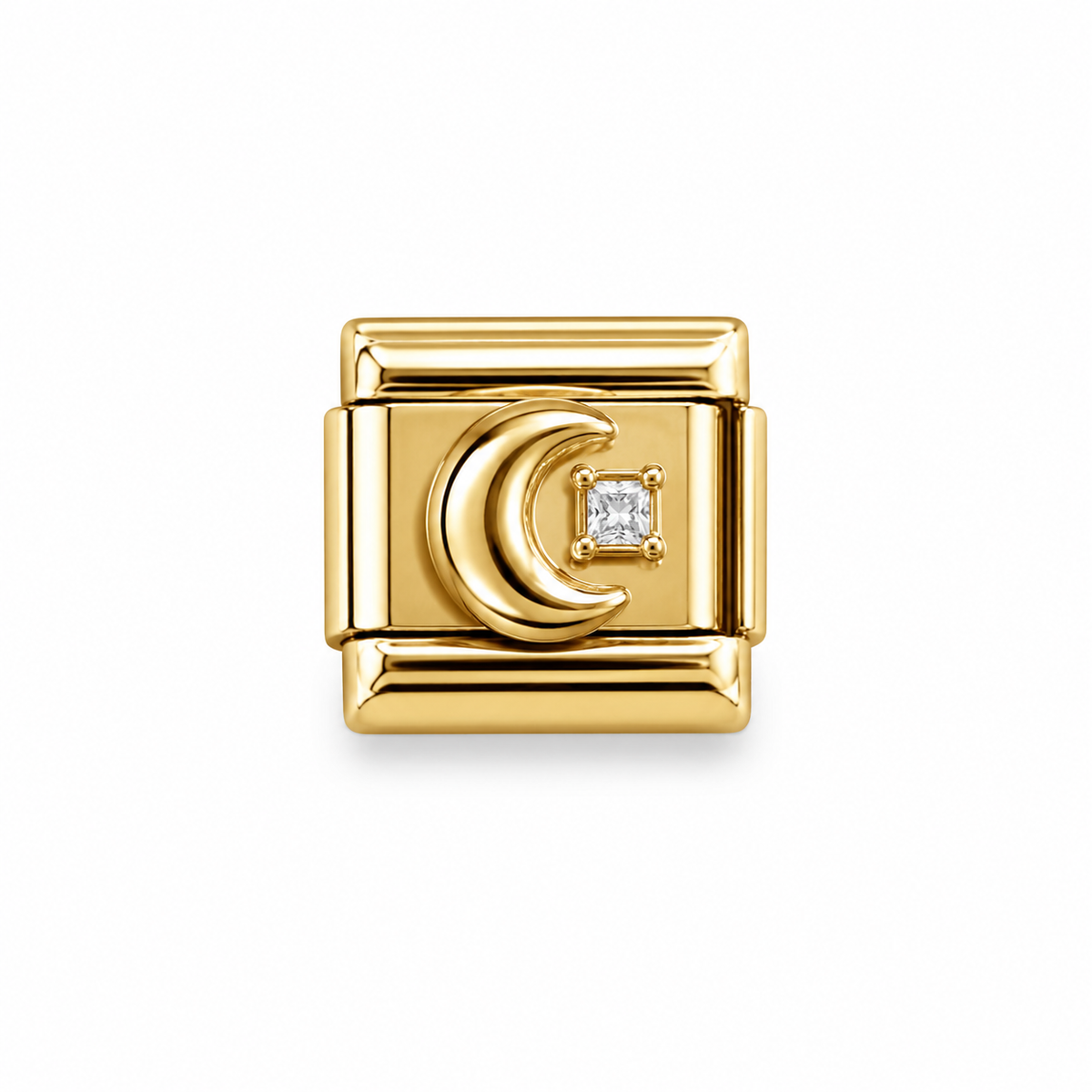 Charm italiano luna con cristal dorado