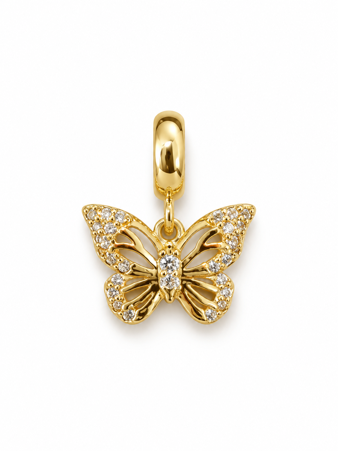 Charm mariposa con zirconias dorado