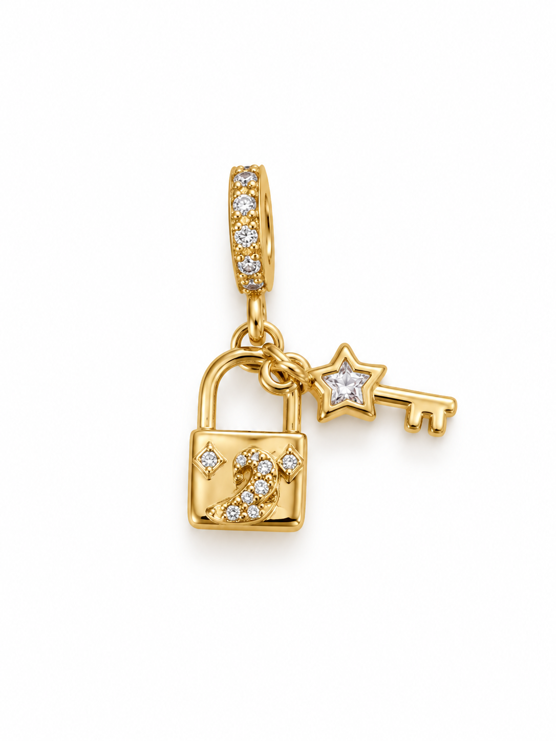 Charm lock  and key dorado