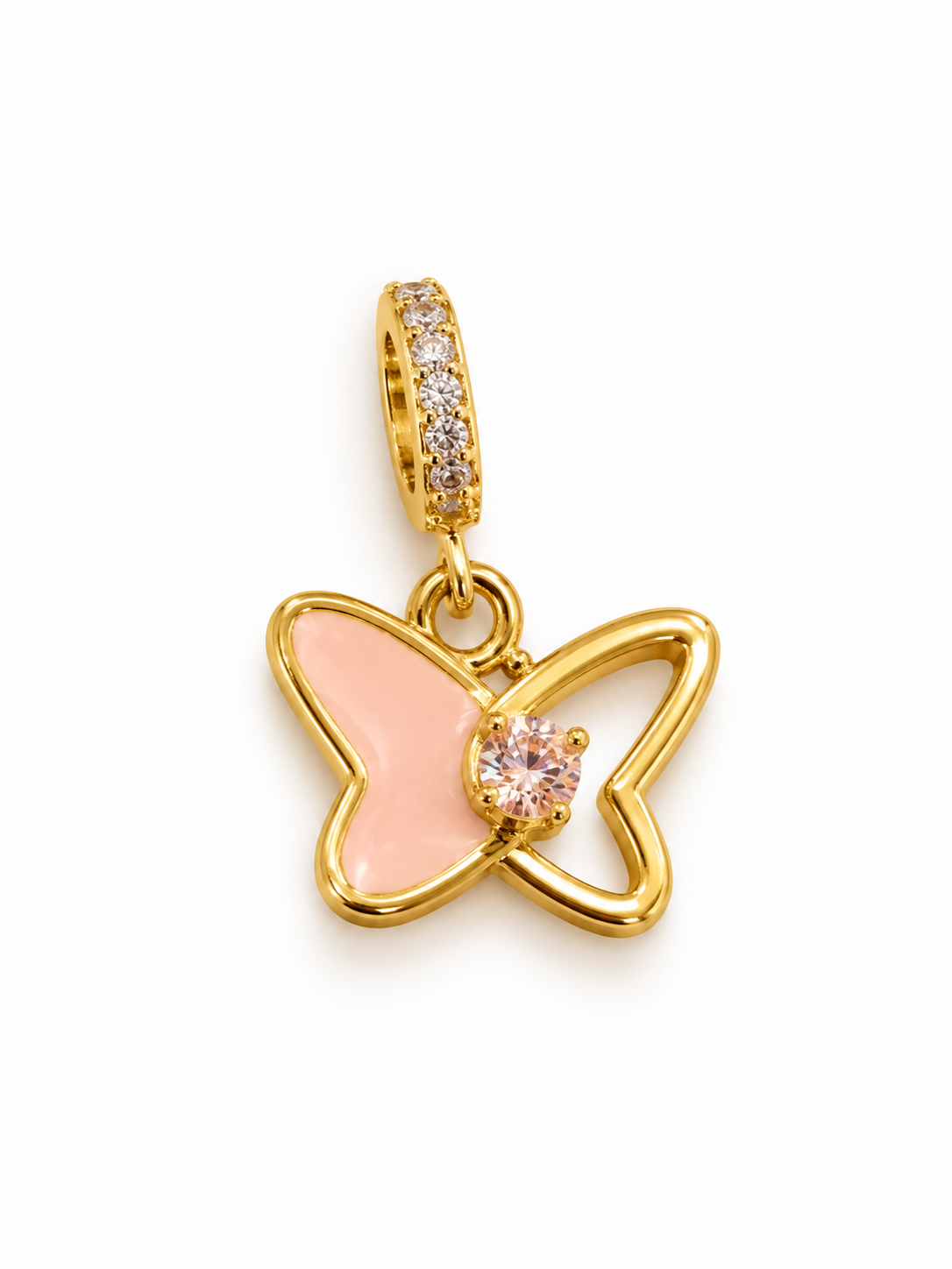Charm mariposa madre perla y zirconia