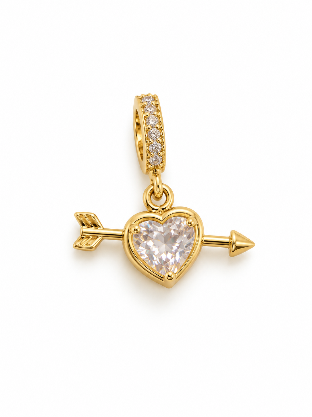 Charm corazon flecha con zirconias