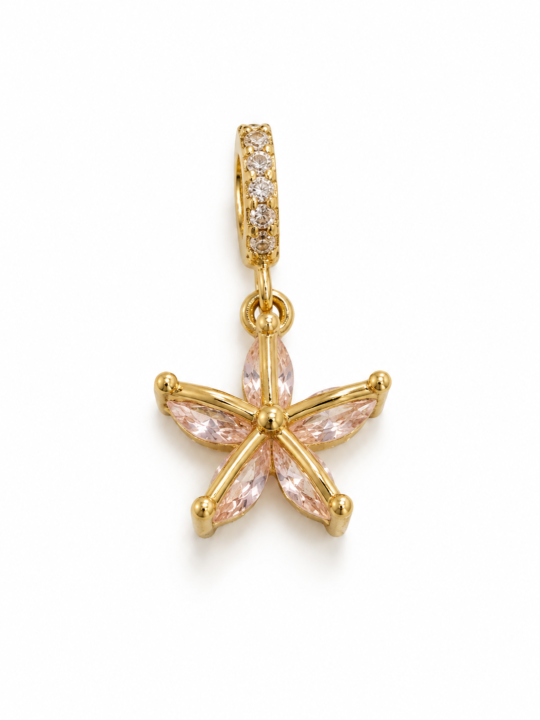 Charm de flor con zirconias marquise