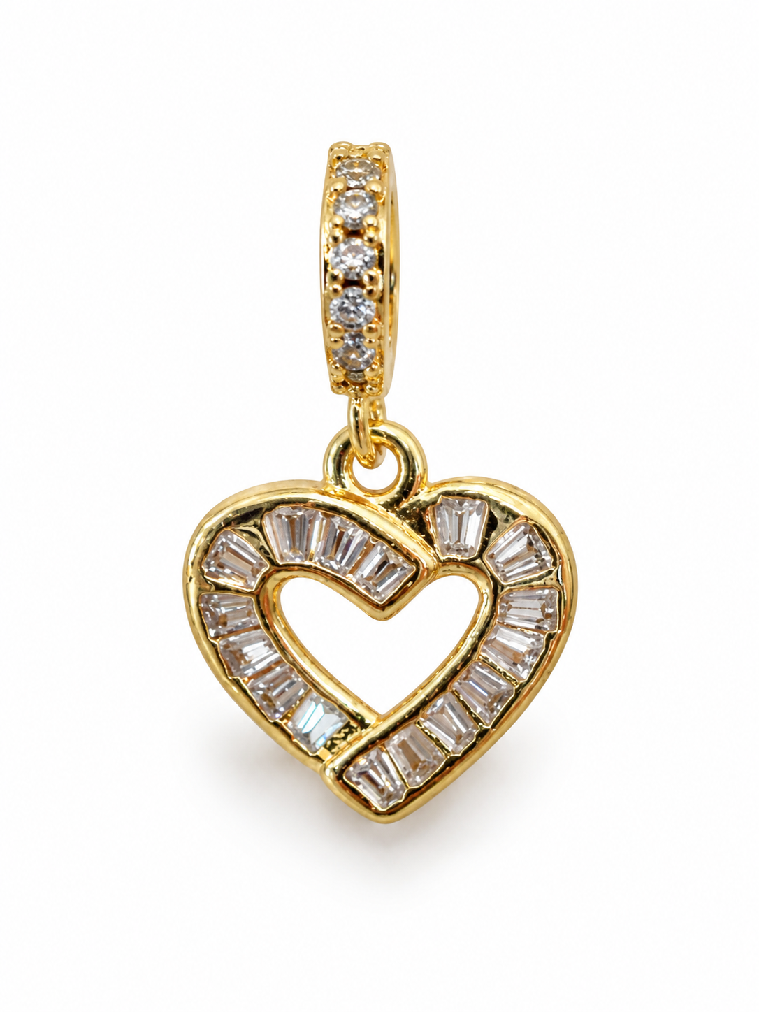 Charm silueta de corazon con zirconias