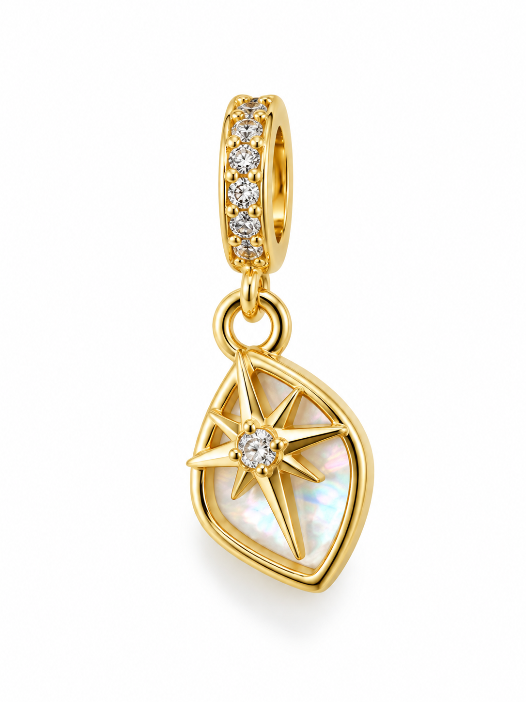 Charm estrella- madre perla con zirconias
