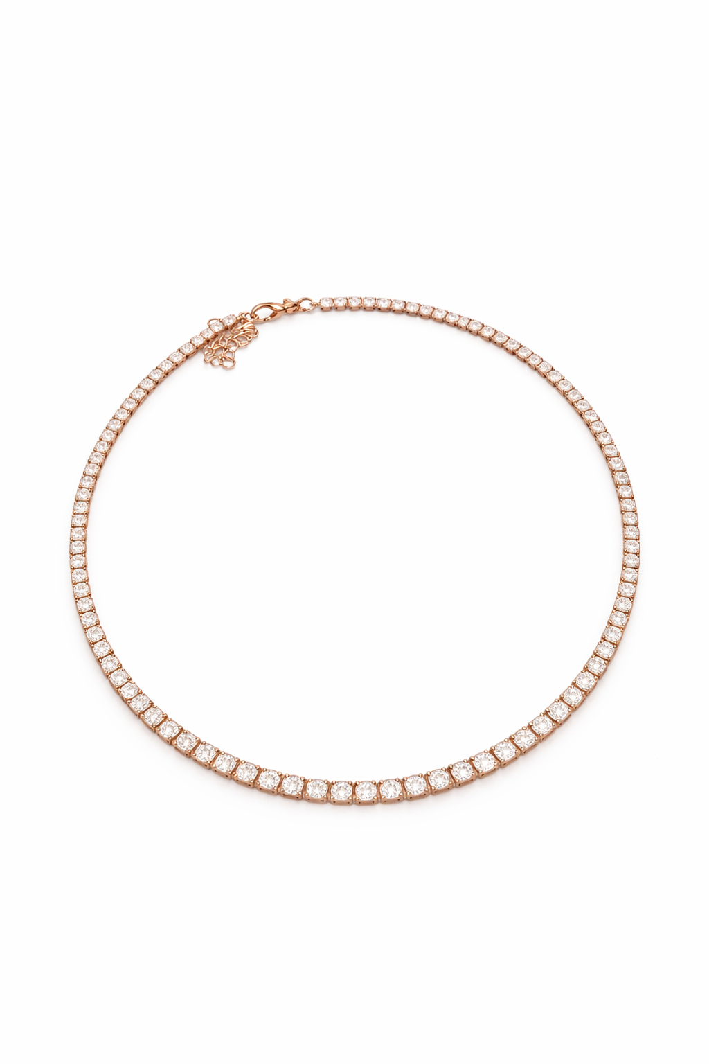 Collar tipo tennis fondo rose gold