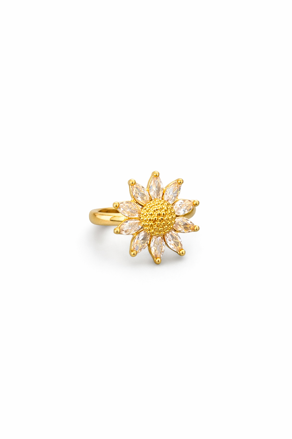 Anillo flor con zirconias