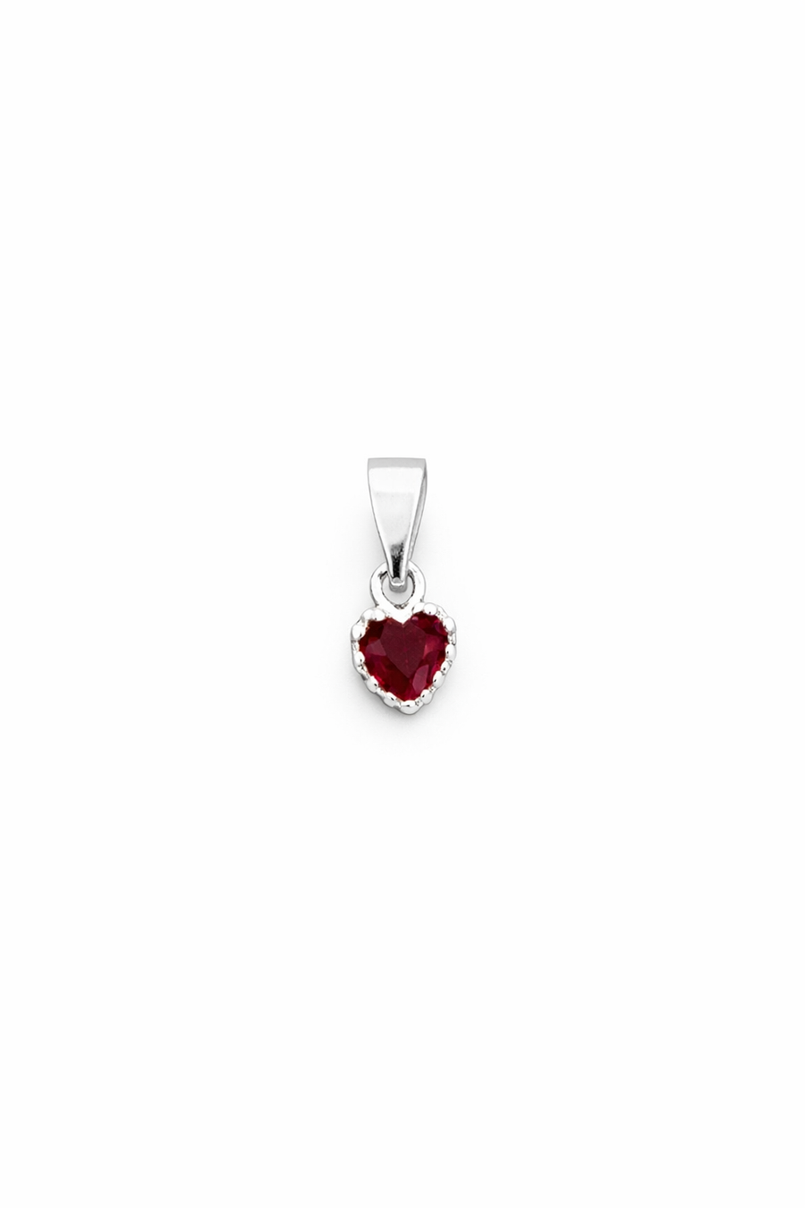 Dije plata .925 corazon cristal rojo