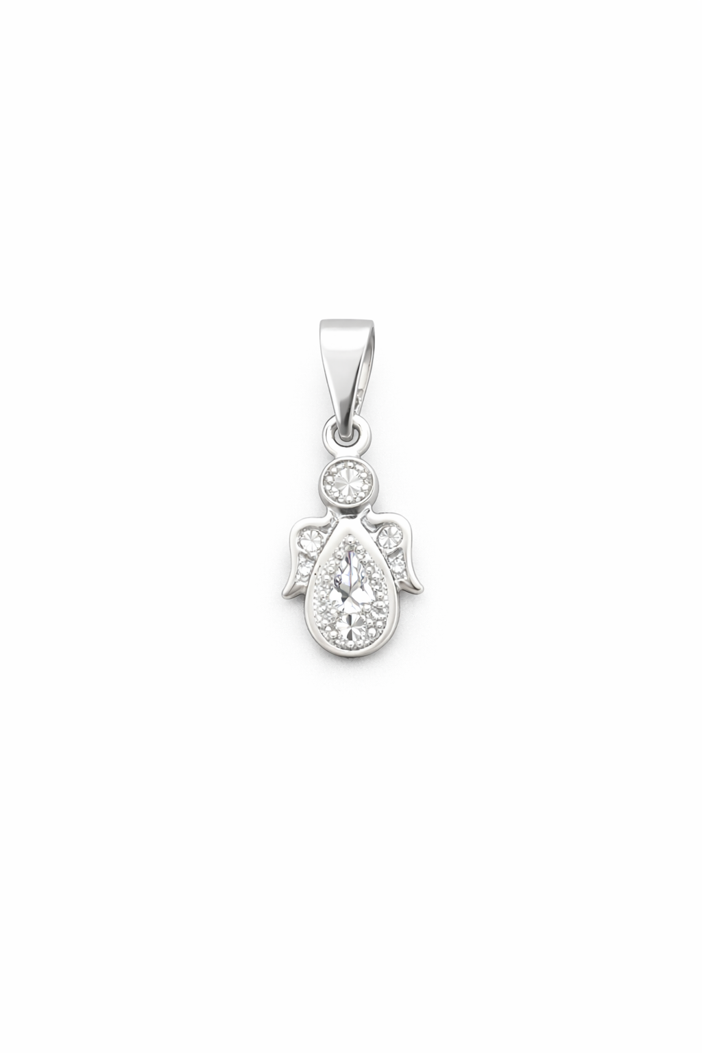 Dije plata .925 angel con cristal