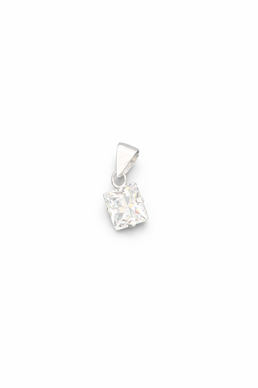 Dije plata .925 cuadrado cristal