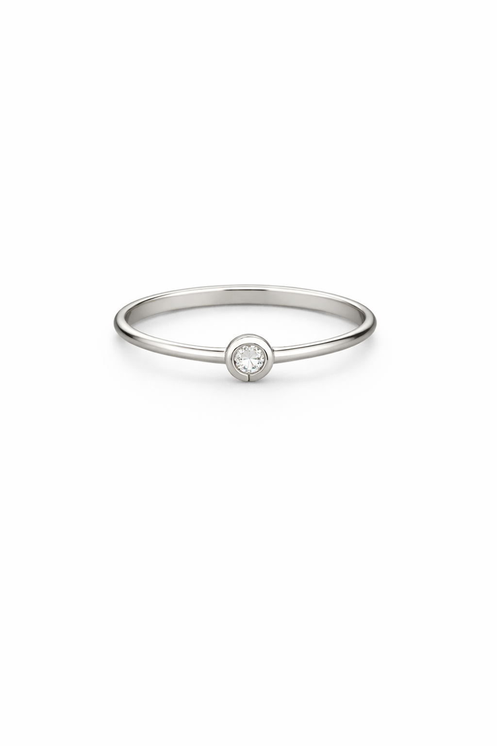 Anillo plata .925 liso mini cristal