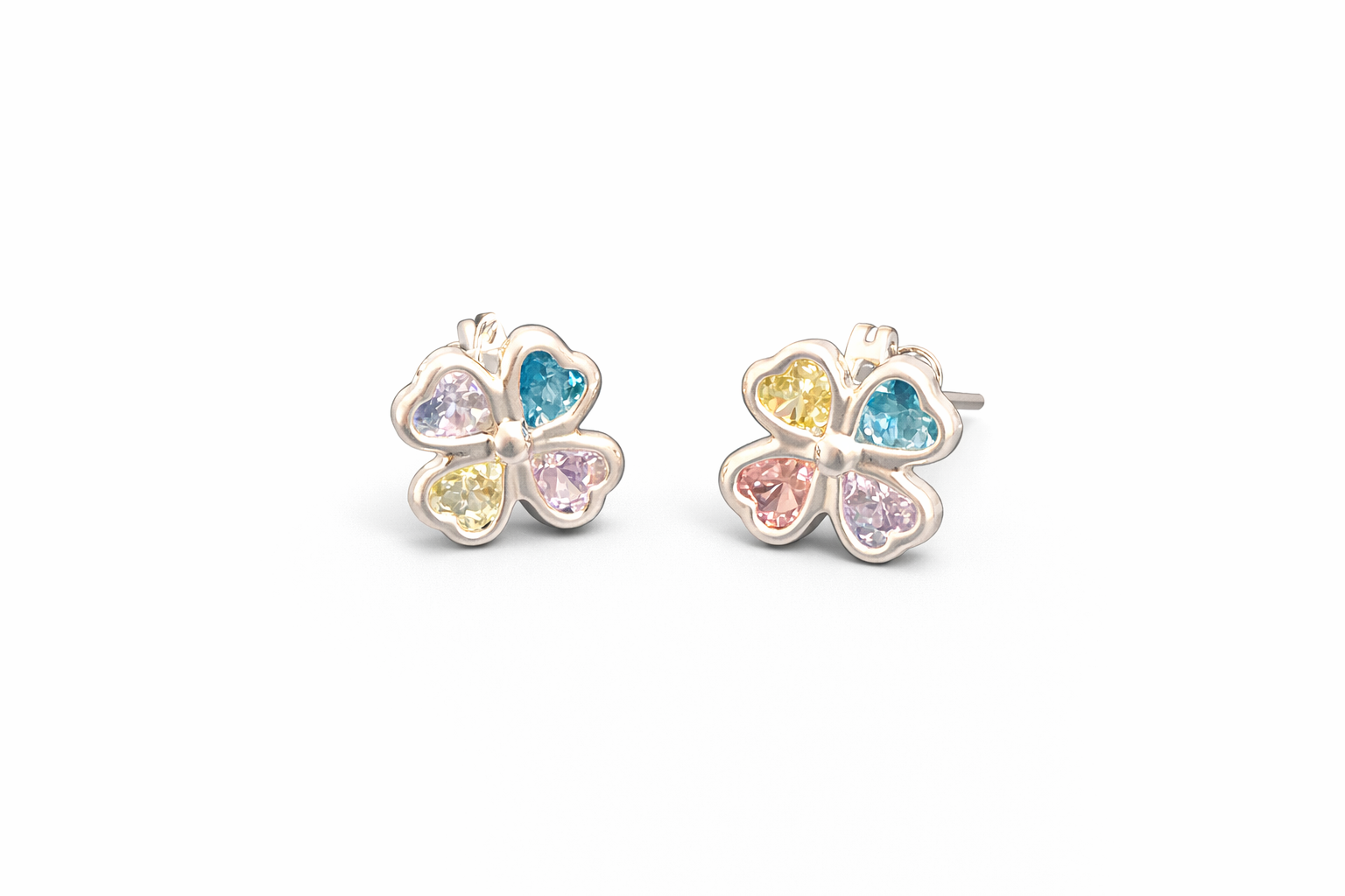 Arete plata.925 trebol 4 hojas