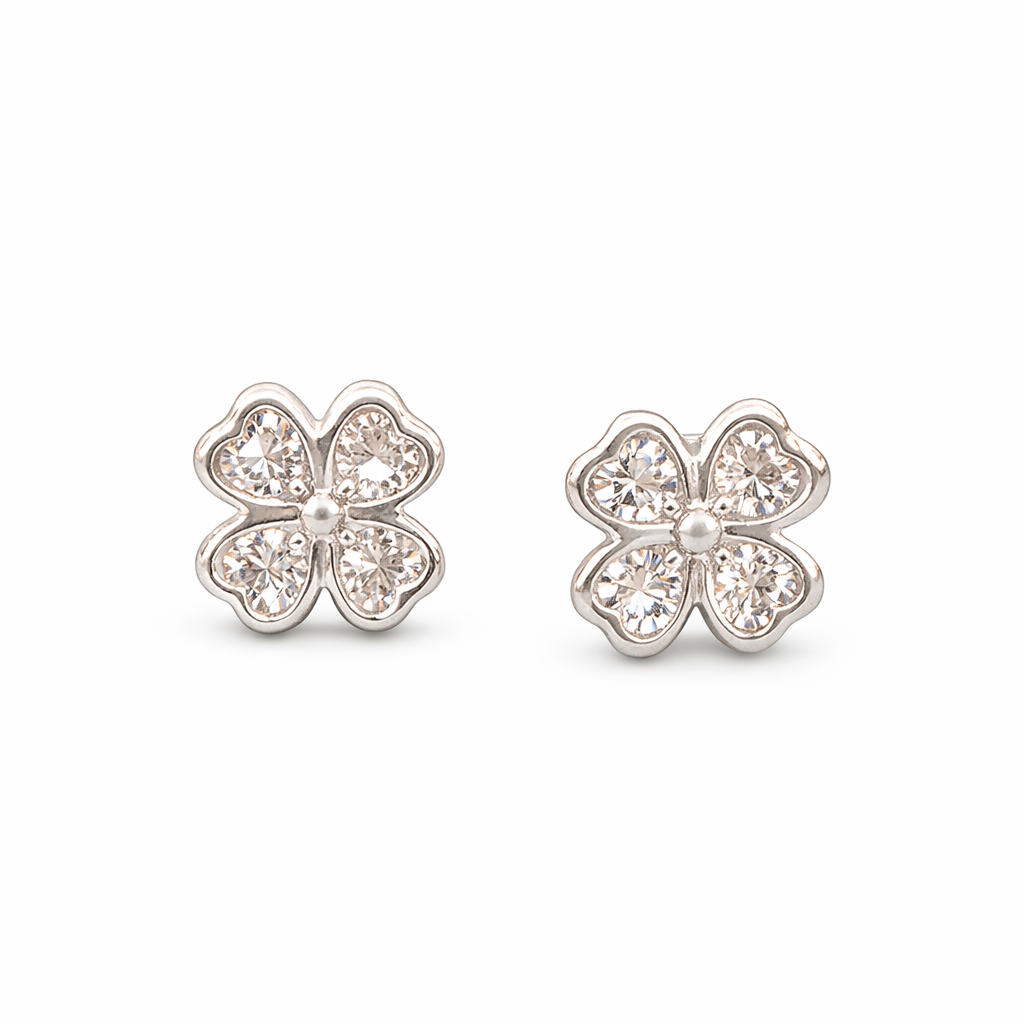 Arete plata.925 trebol 4 hojas