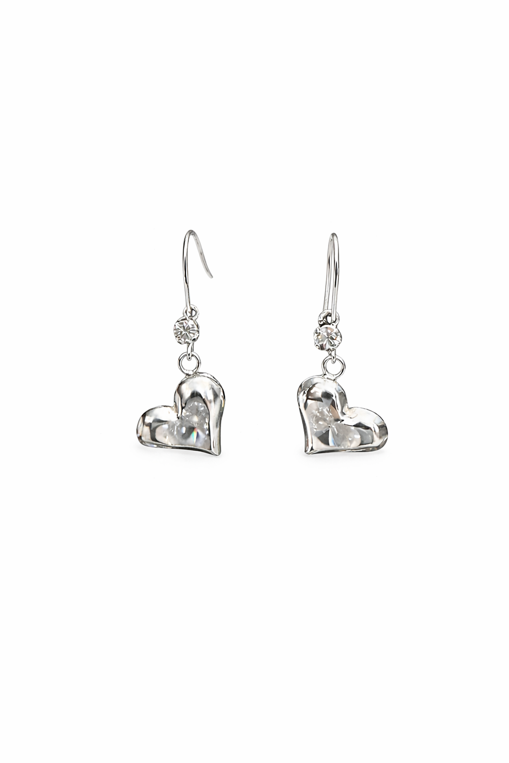 aretes largos corazon plata .925