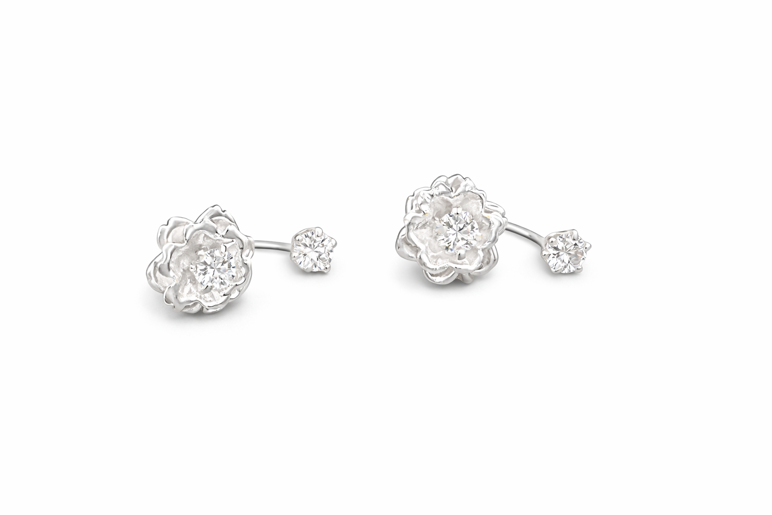 aretes flor tipo telefono .925