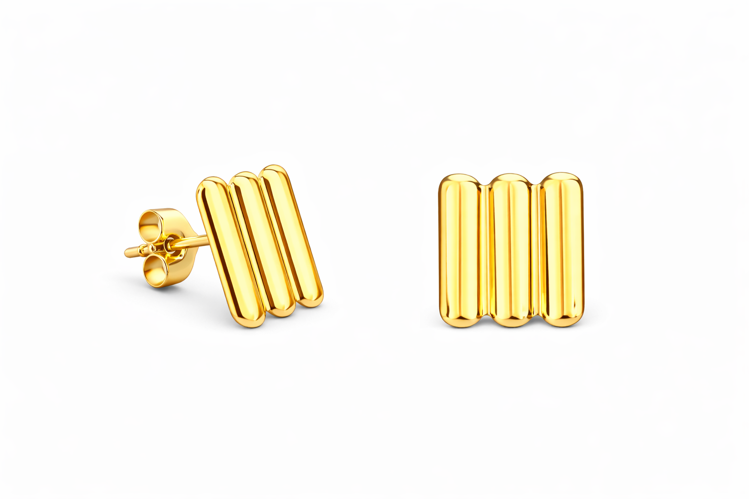 Square golden earrings