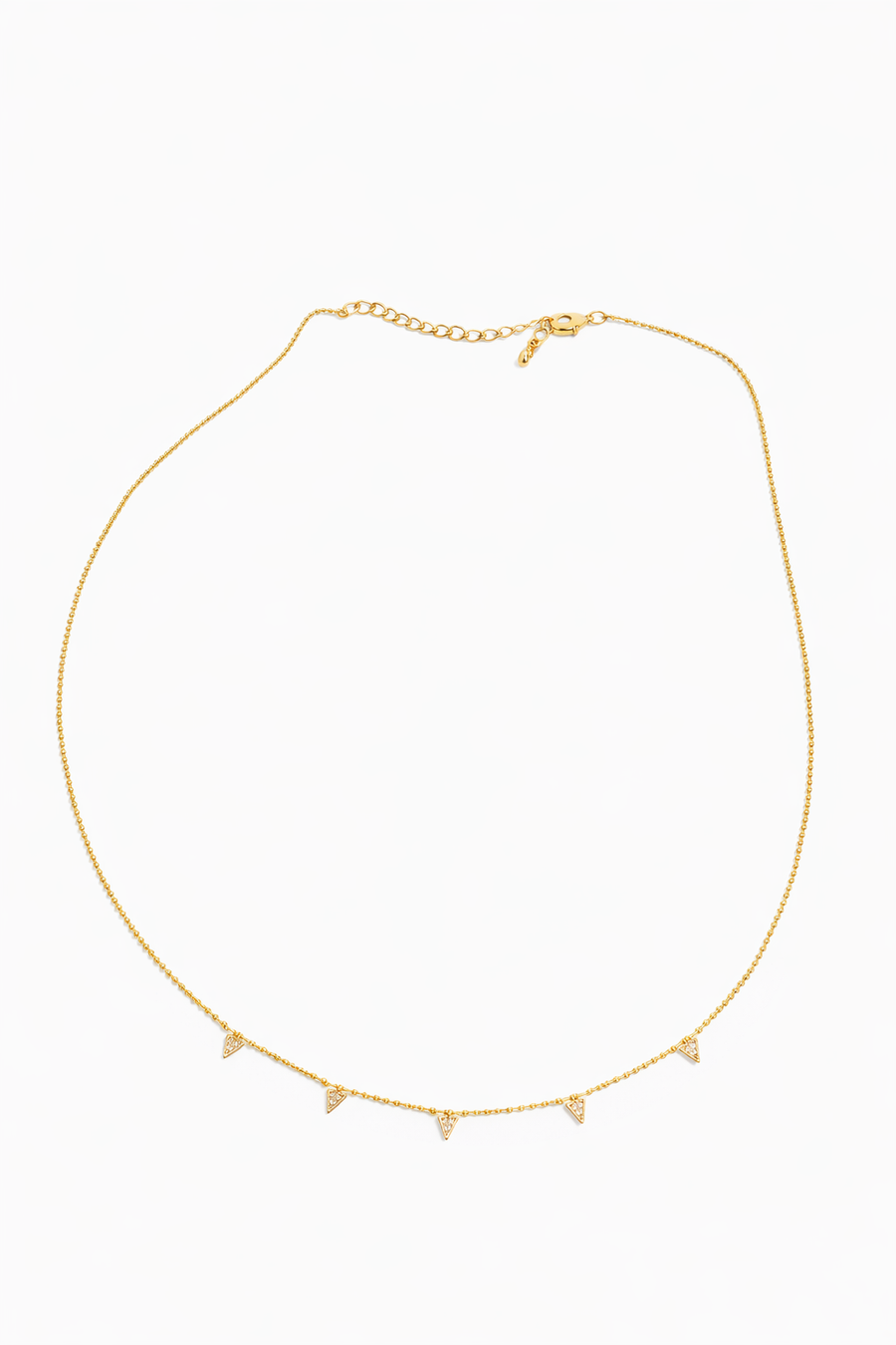 cadena mini balines chapa de oro con triangulos