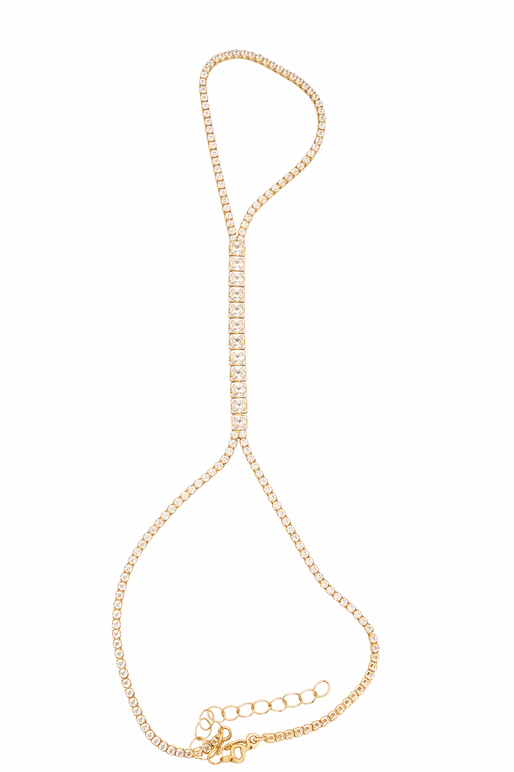 pulsera tipo tennis con anillo, tipo handchain