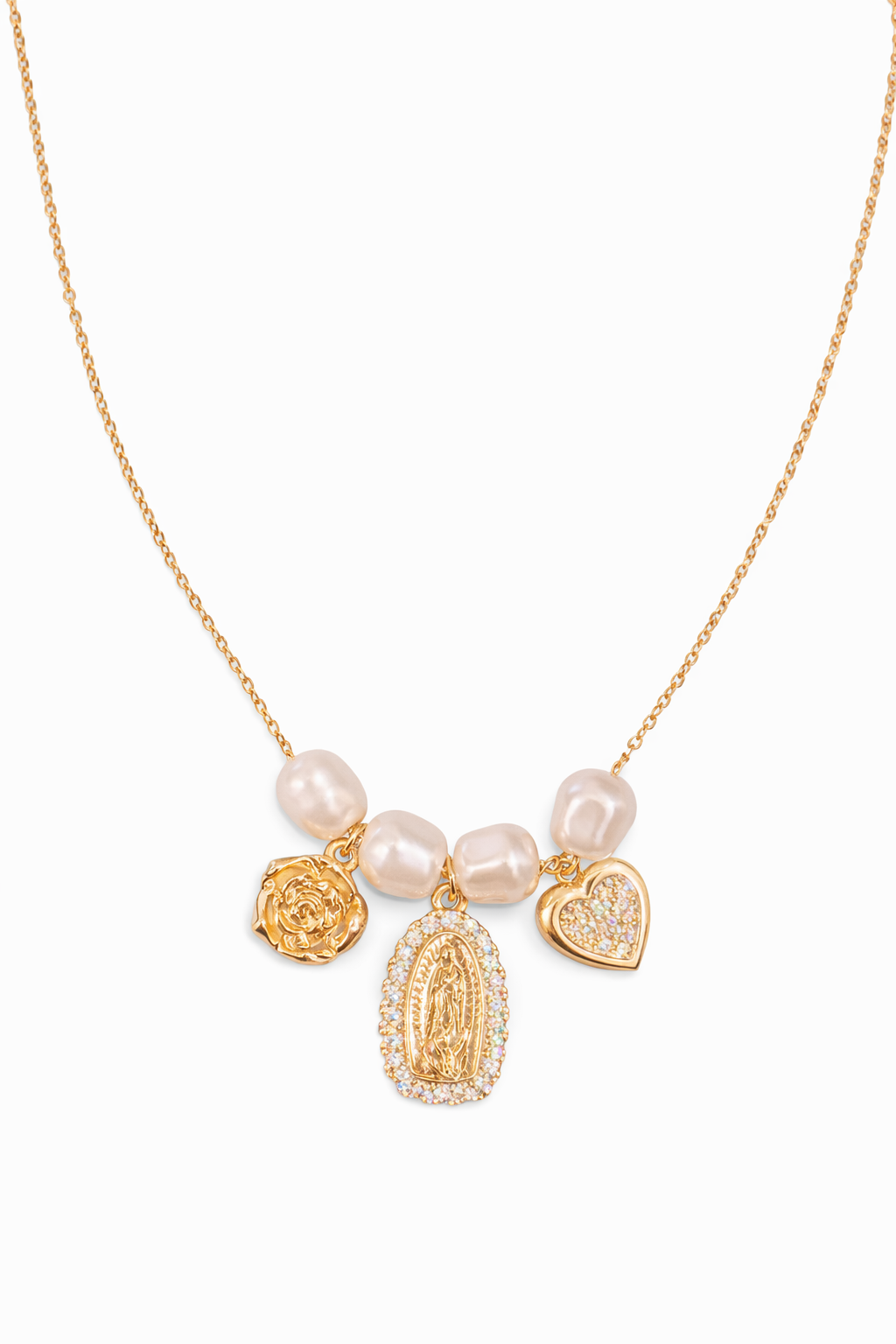 collar dijes multiples virgen cadena ajustable