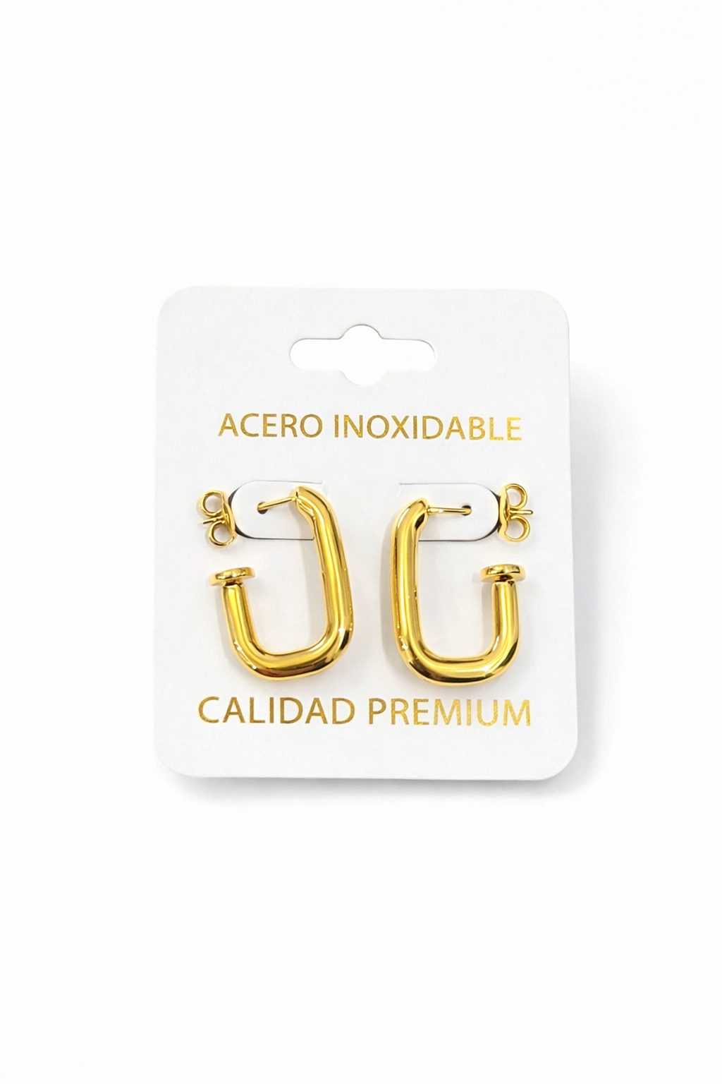 hoops rectangulares acero dorados