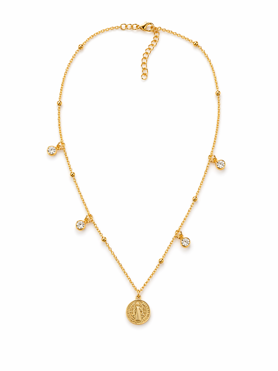 Collar san benito con dijes de zirconias