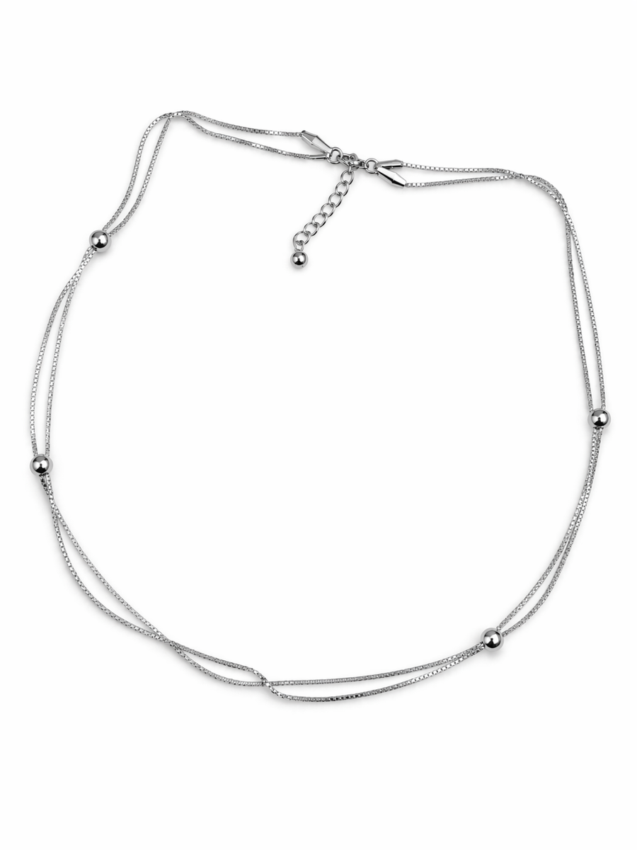 Collar de doble cadena entrelazada con esferas