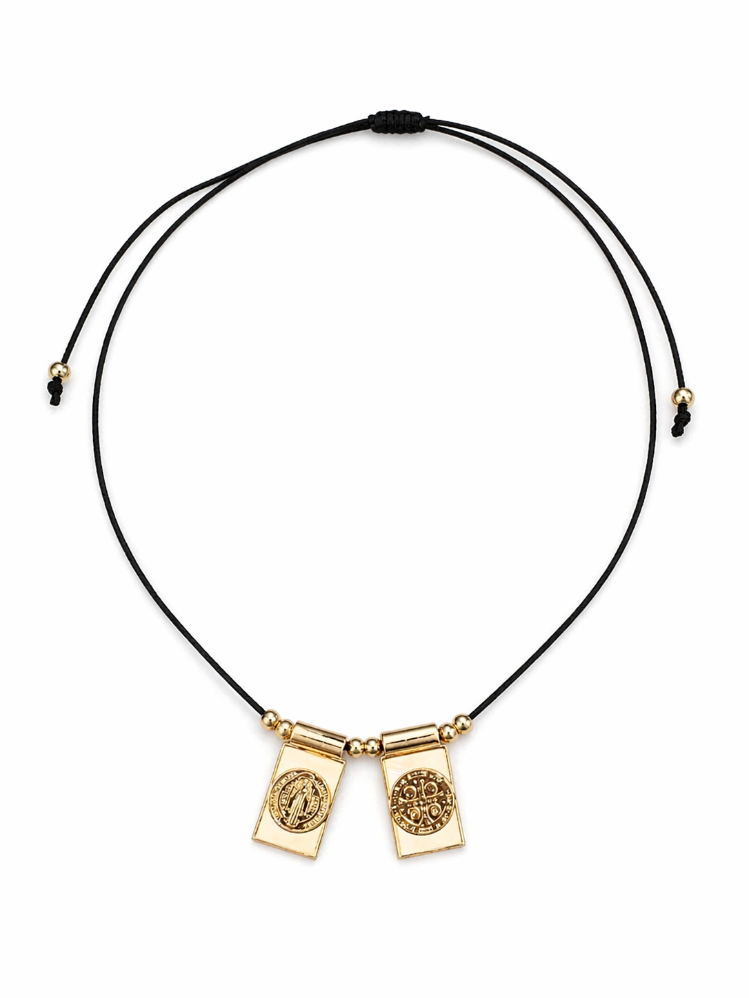 Collar ajustable tela y dijes de chapa san Benito