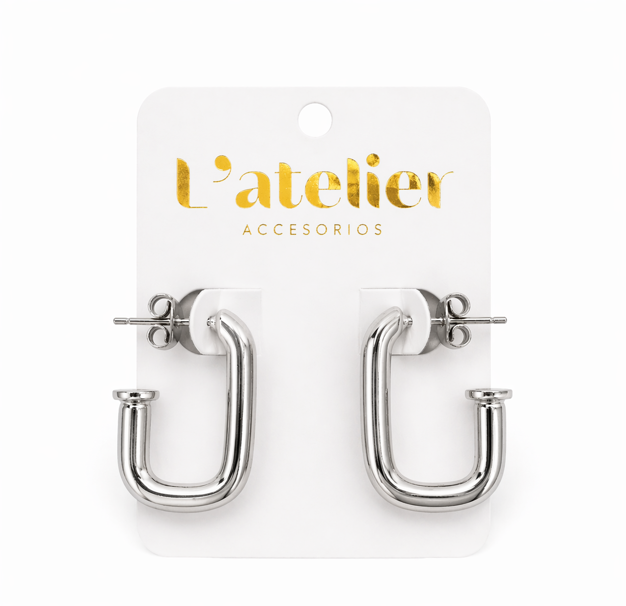 hoops rectangulares acero plateados