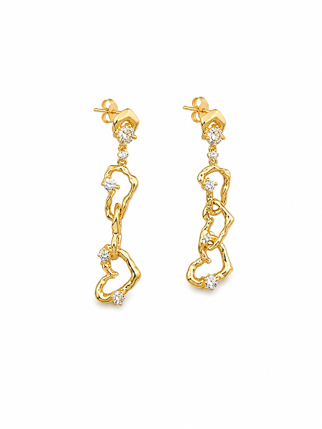 Aretes largos corazones irregulares