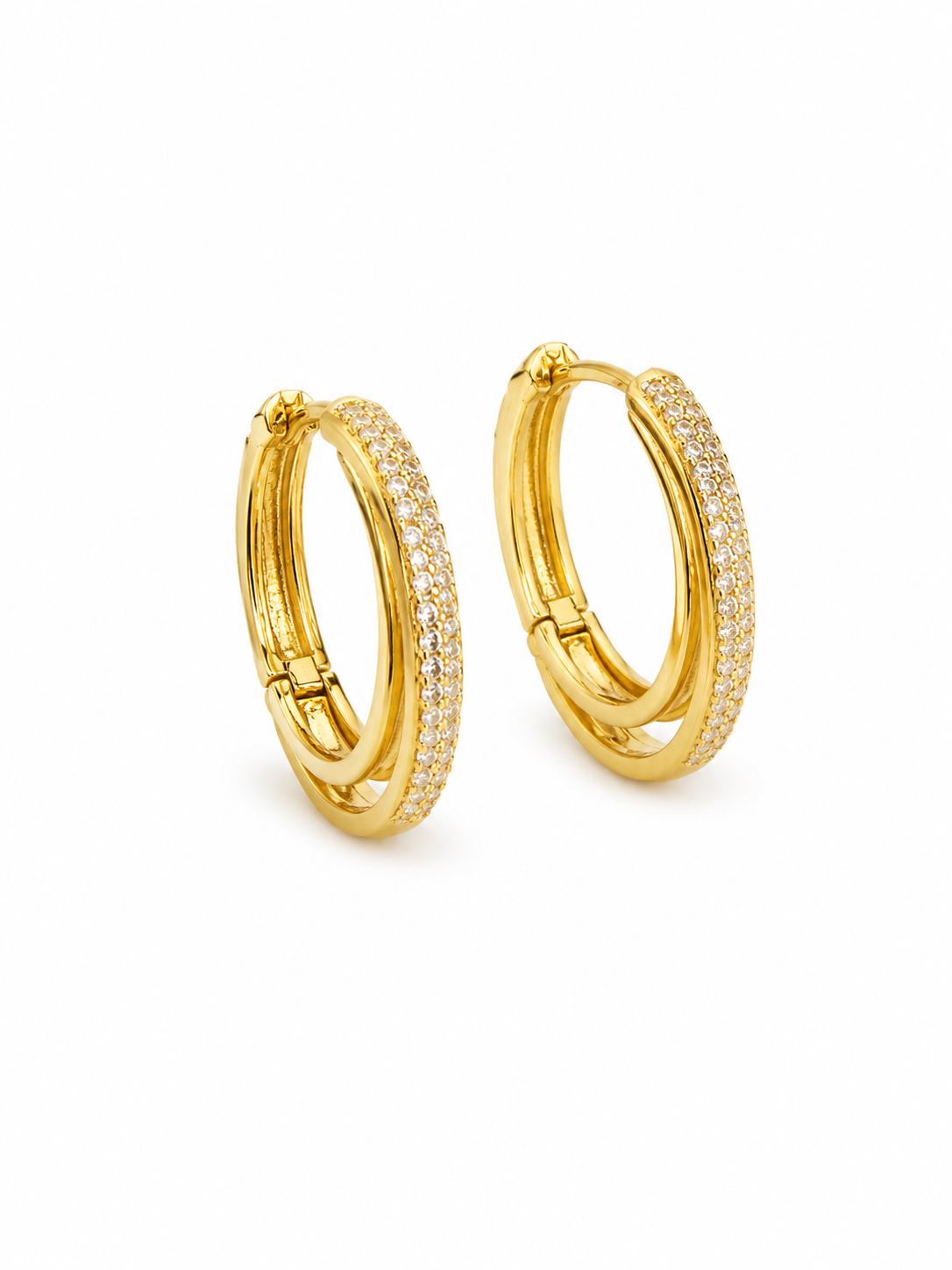 Arracadas doble ch14k