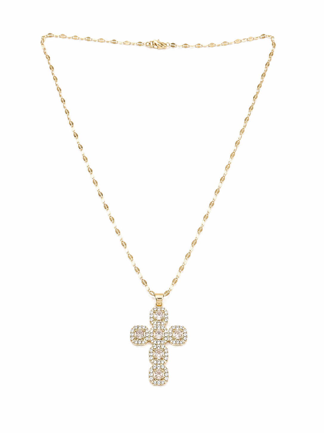 Collar cruz con zirconias grande