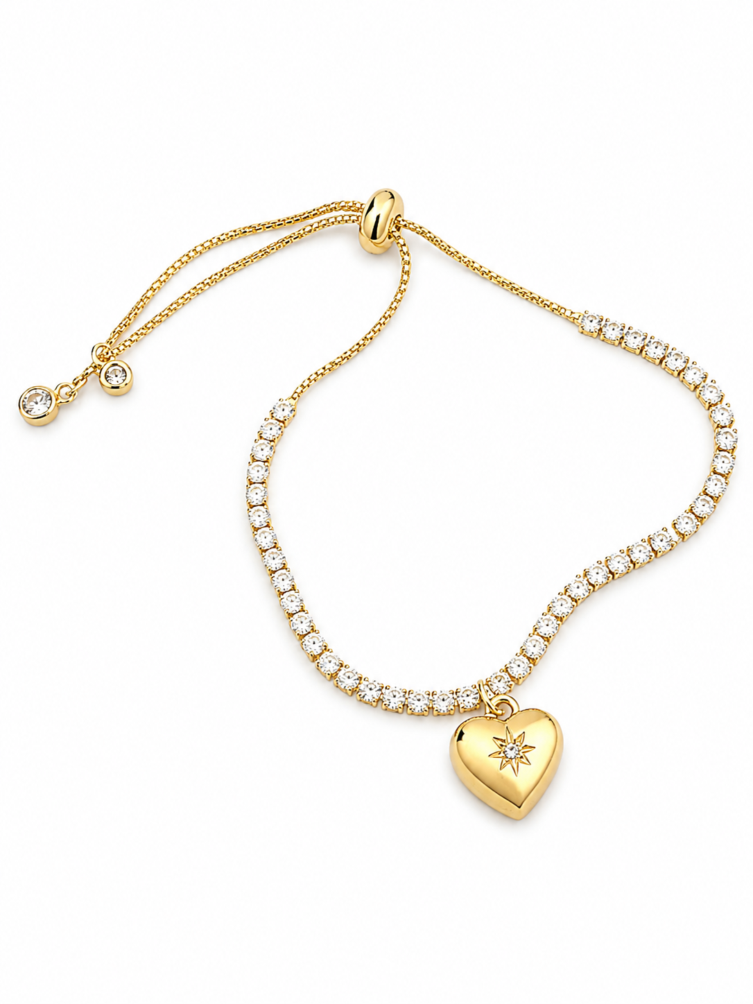 Pulsera tipo tennis con colguije de corazón
