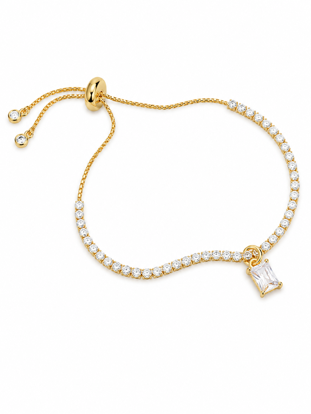 Pulsera tipo tennis con colguije rectangular