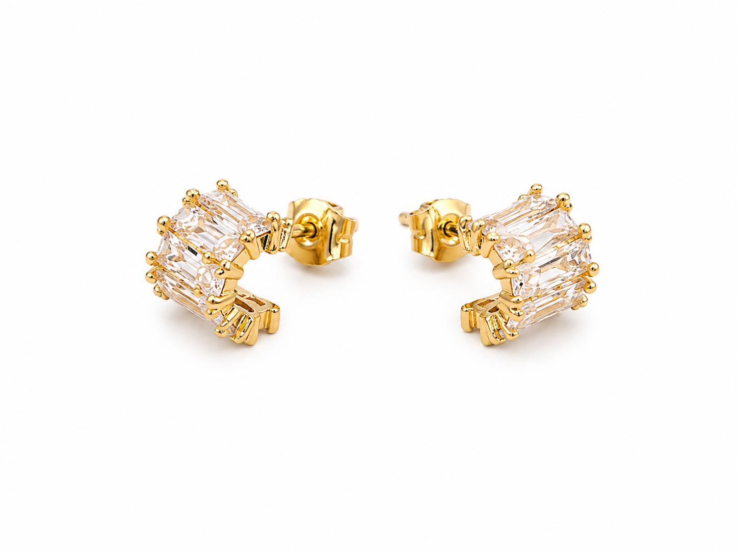 Aretes media arracada mini zirconia baguette