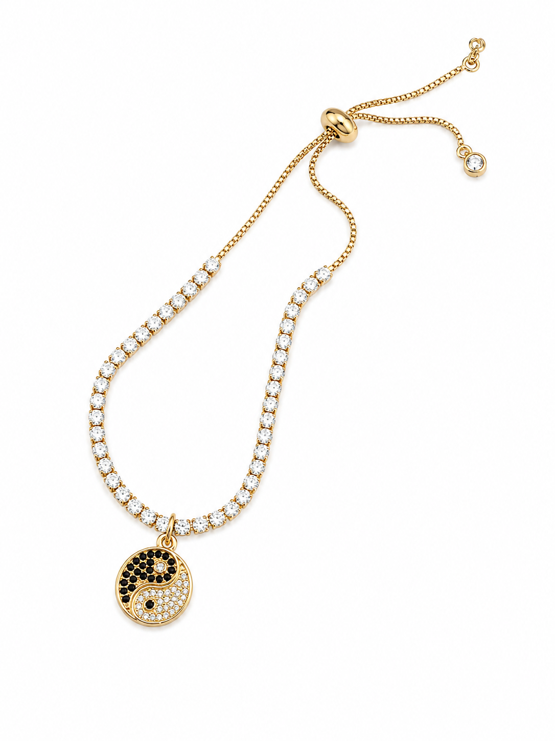 Pulsera tipo tennis con colguije ying yang