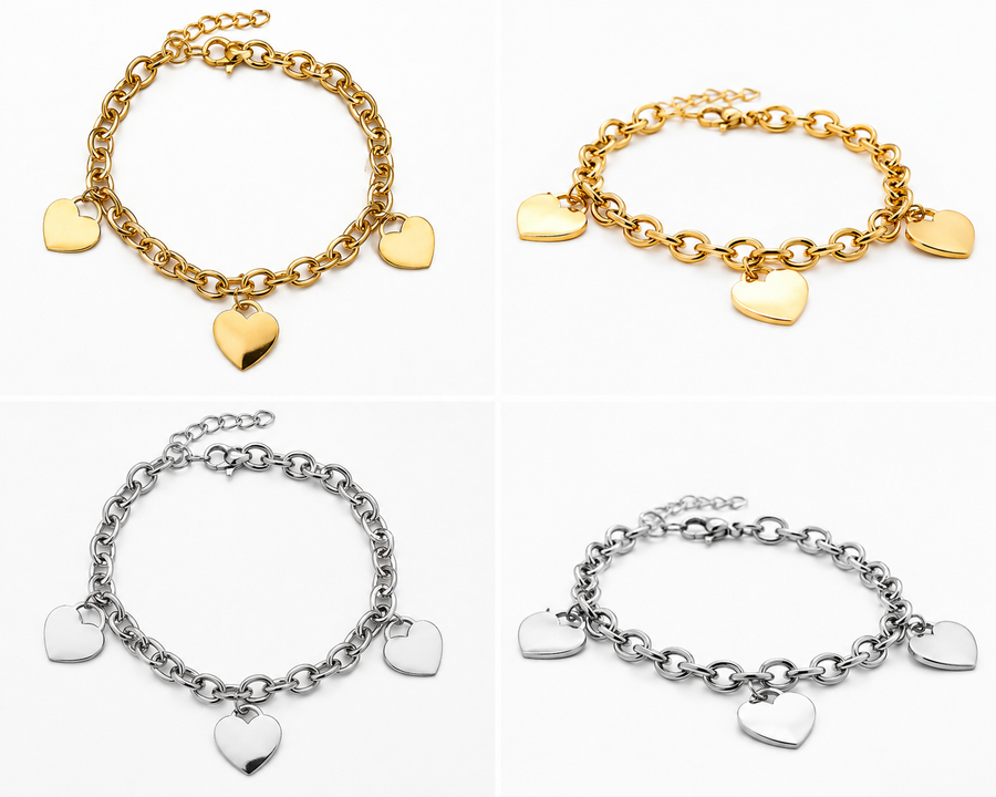 Pulsera dijes corazones