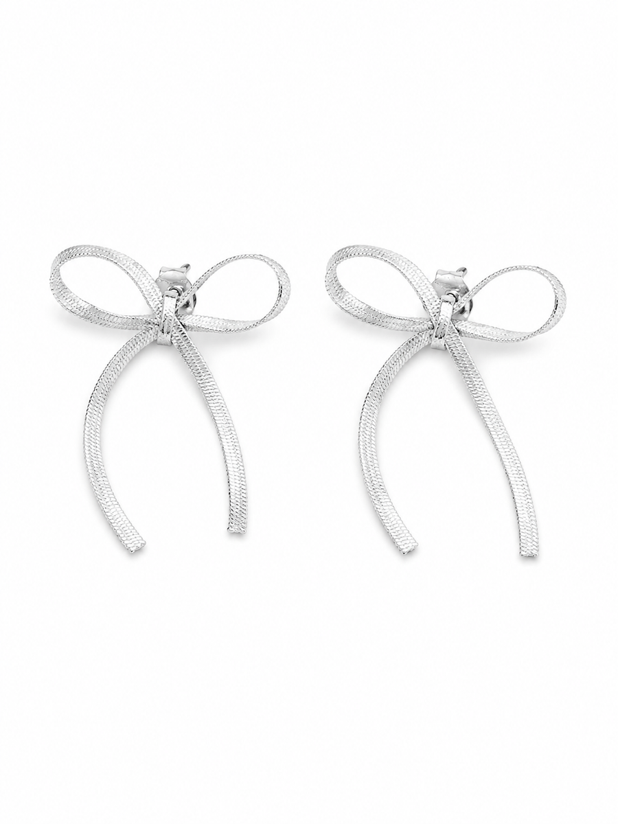 Aretes de moño colgantes acero