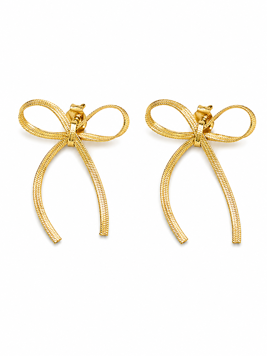 Aretes de moño colgantes acero