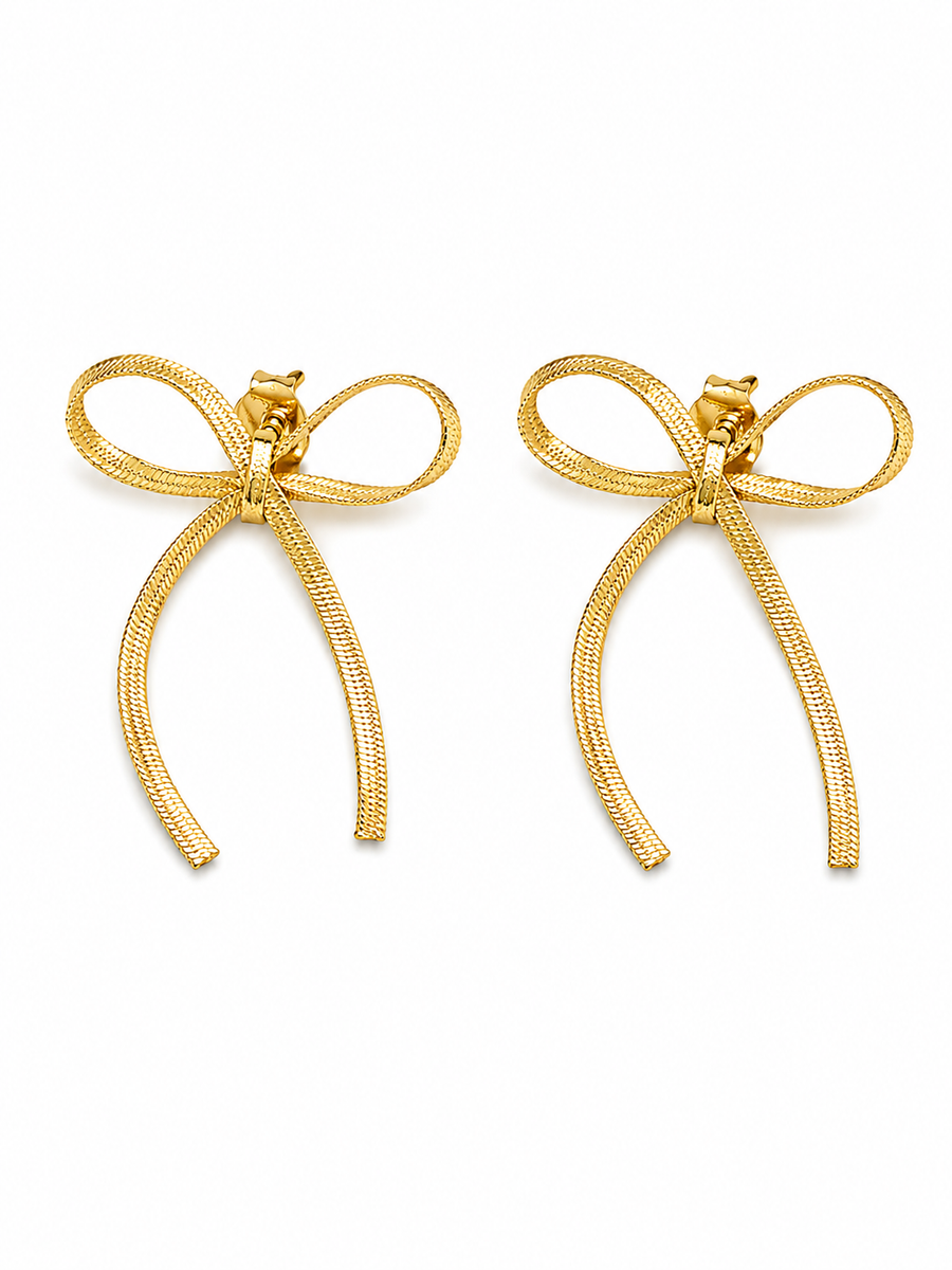 Aretes de moño colgantes acero