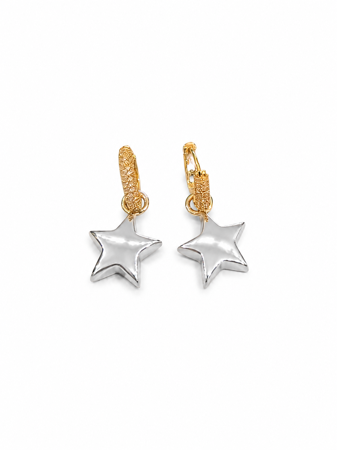 huggies con estrella y zirconias BICOLOR