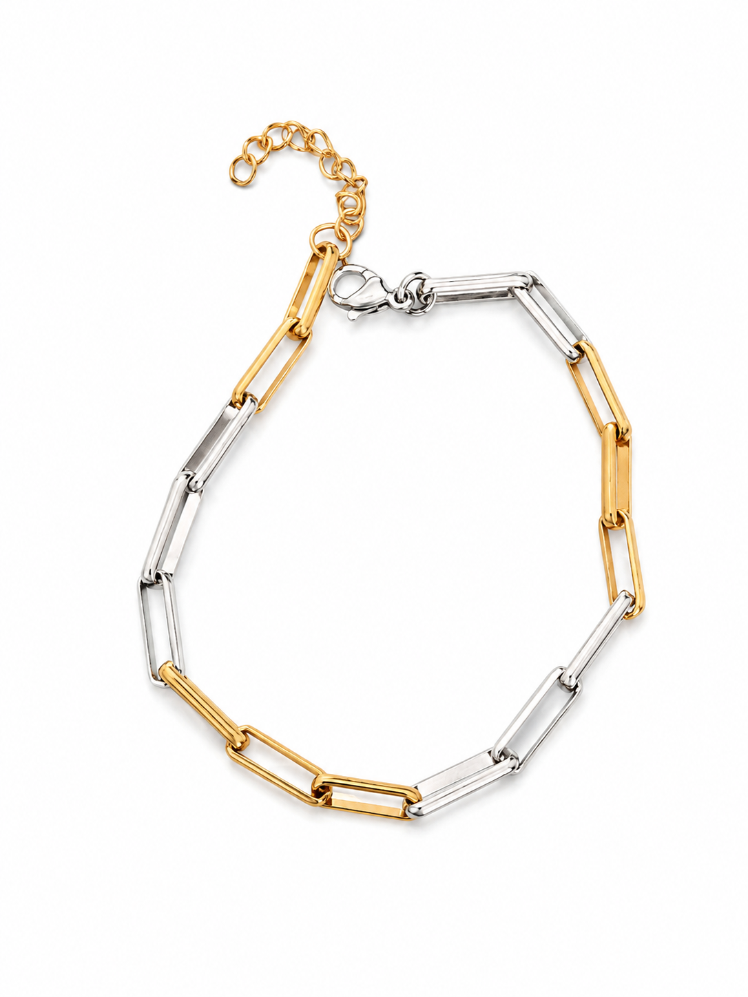 Pulsera de acero paperclip combinada