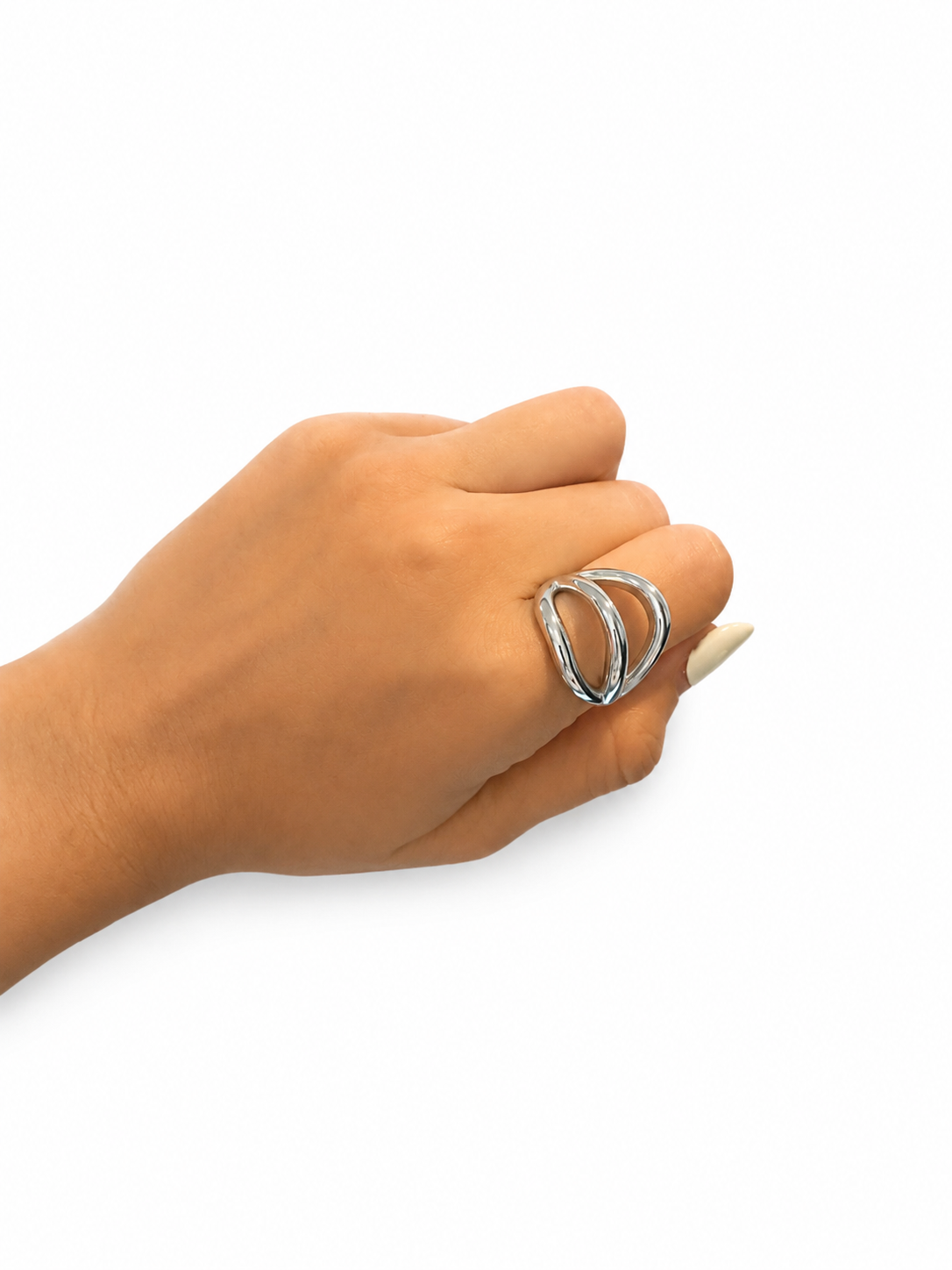 Anillo triple linea plateado